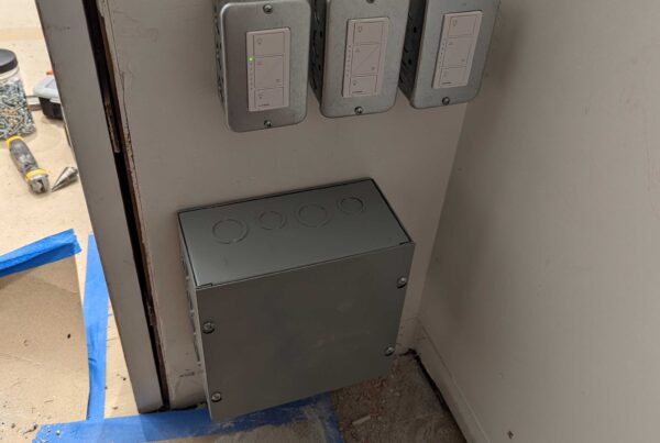 new electrical panel in warehouse on a commercial job